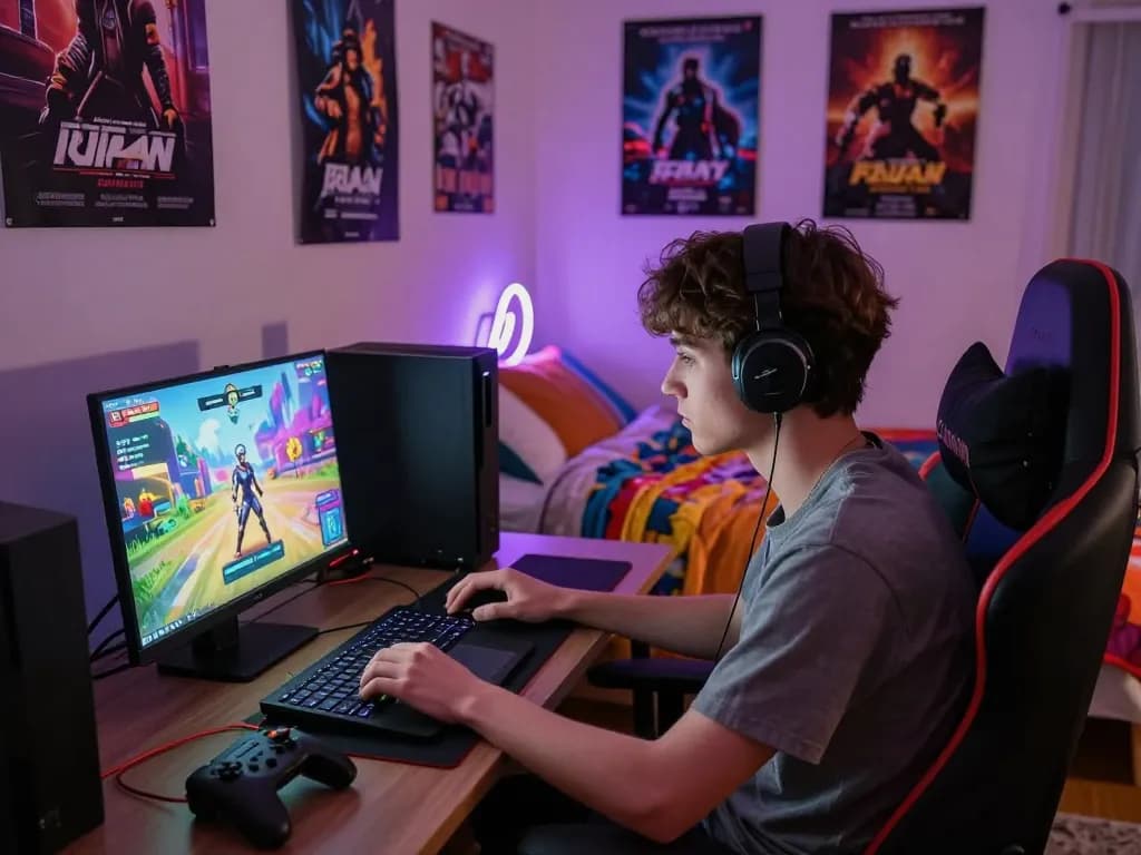 Engaging scene of a person enjoying a real porn game in a cozy bedroom setting.
