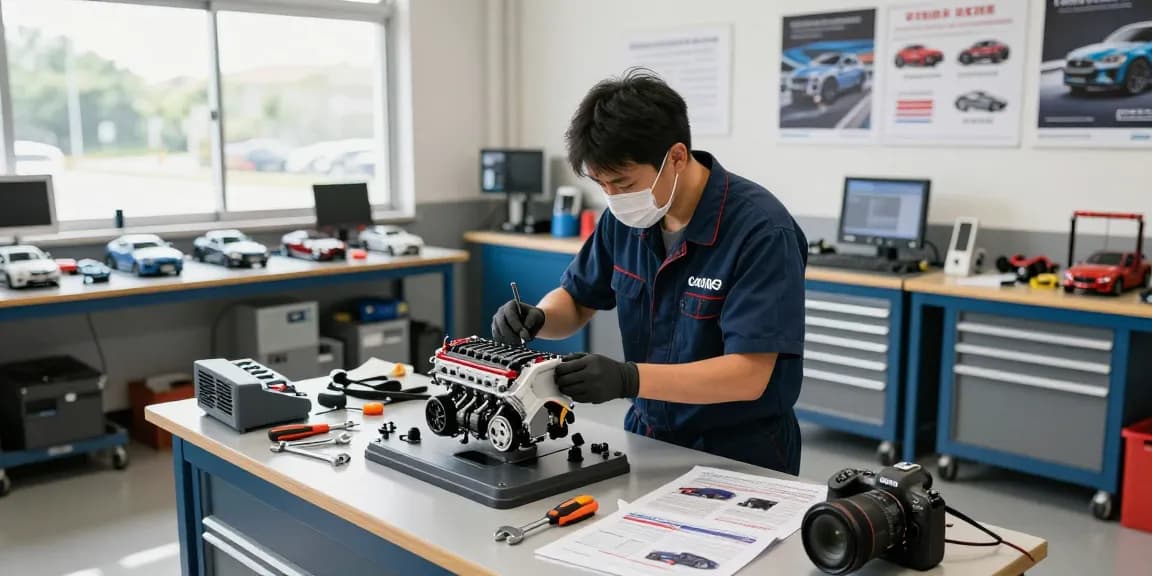 Expert technician conducting repairs on NAGA2000 engine in a well-equipped workshop, surrounded by tools and manuals, emphasizing automotive skill.