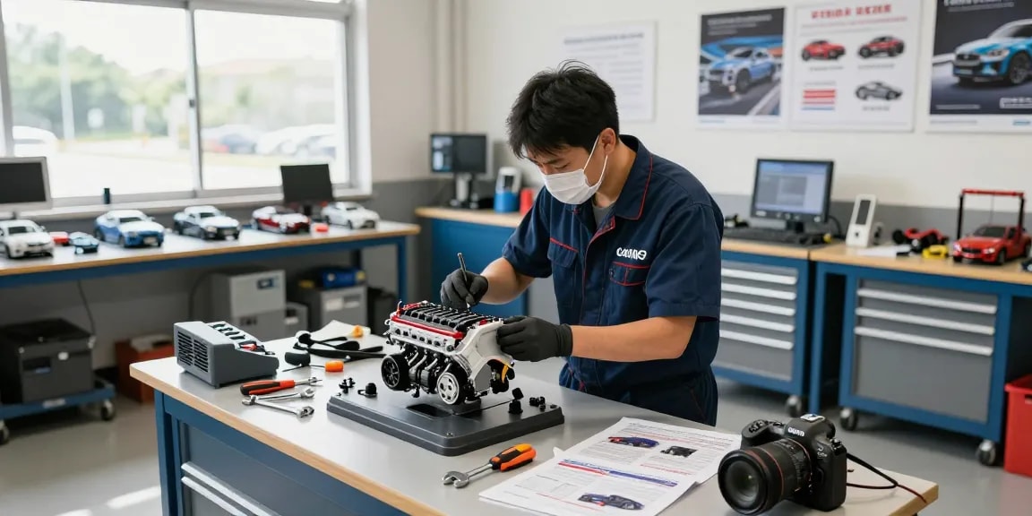 Expert technician conducting repairs on NAGA2000 engine in a well-equipped workshop, surrounded by tools and manuals, emphasizing automotive skill.