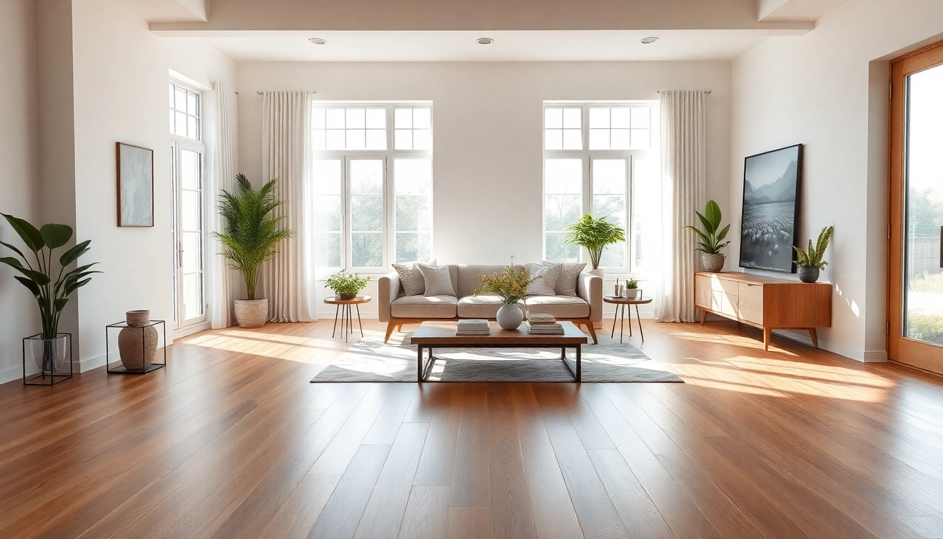 Beautiful living room with luxury vinyl flooring reflecting a modern design.