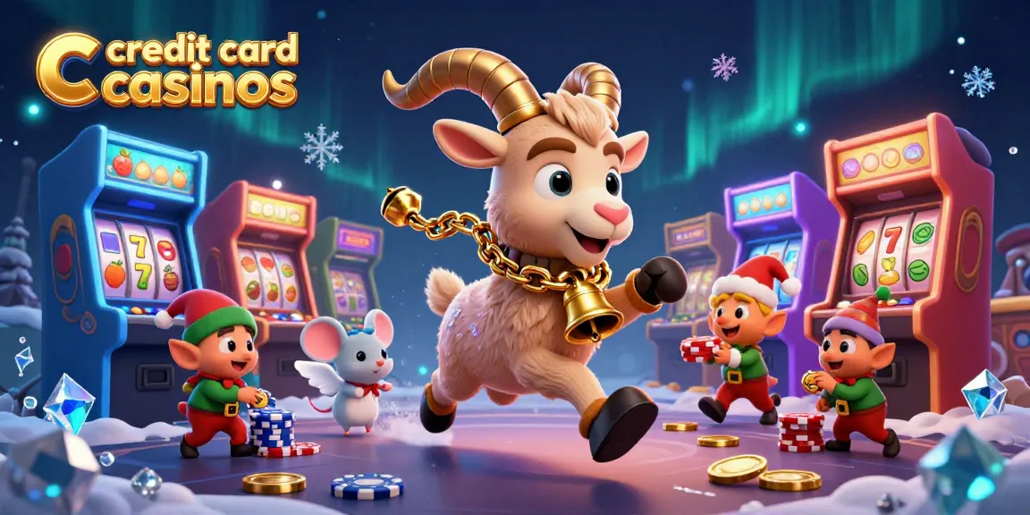 Engage in thrilling credit card casinos with festive characters and vibrant game elements.