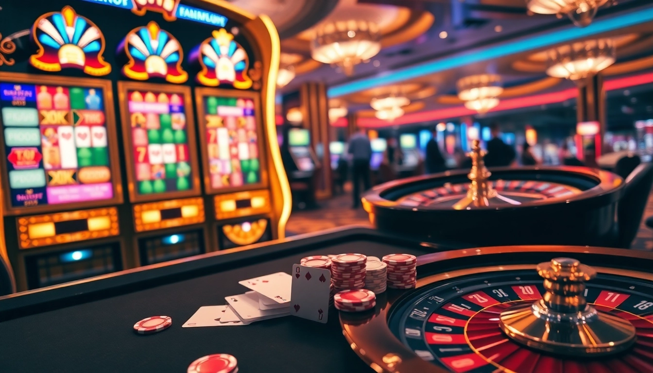 Experience the excitement of pen 4d slot machines and poker games at a luxurious casino.