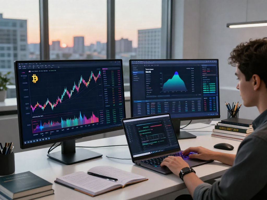 Workspace of an India financial data provider showcasing cryptocurrency trading interfaces with dynamic charts and DeFi platforms.