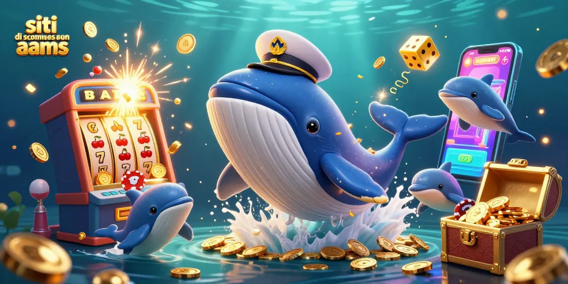 Siti di scommesse non AAMS: esplora un'illustrazione vivace con una balena e delfini nei casinò.
