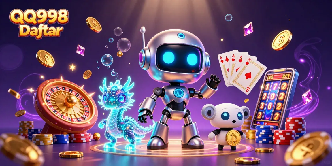 Experience the thrill of QQ998 Daftar with engaging games, golden coins, and animated characters.