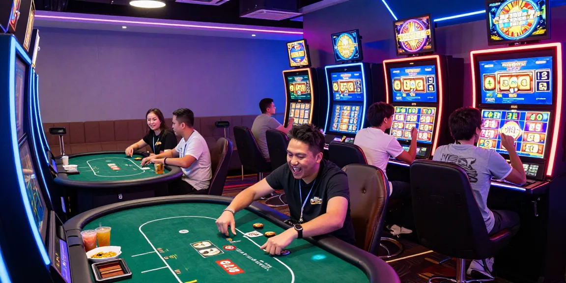 Players enjoying games at MBM娛樂城, showcasing an energetic casino atmosphere.