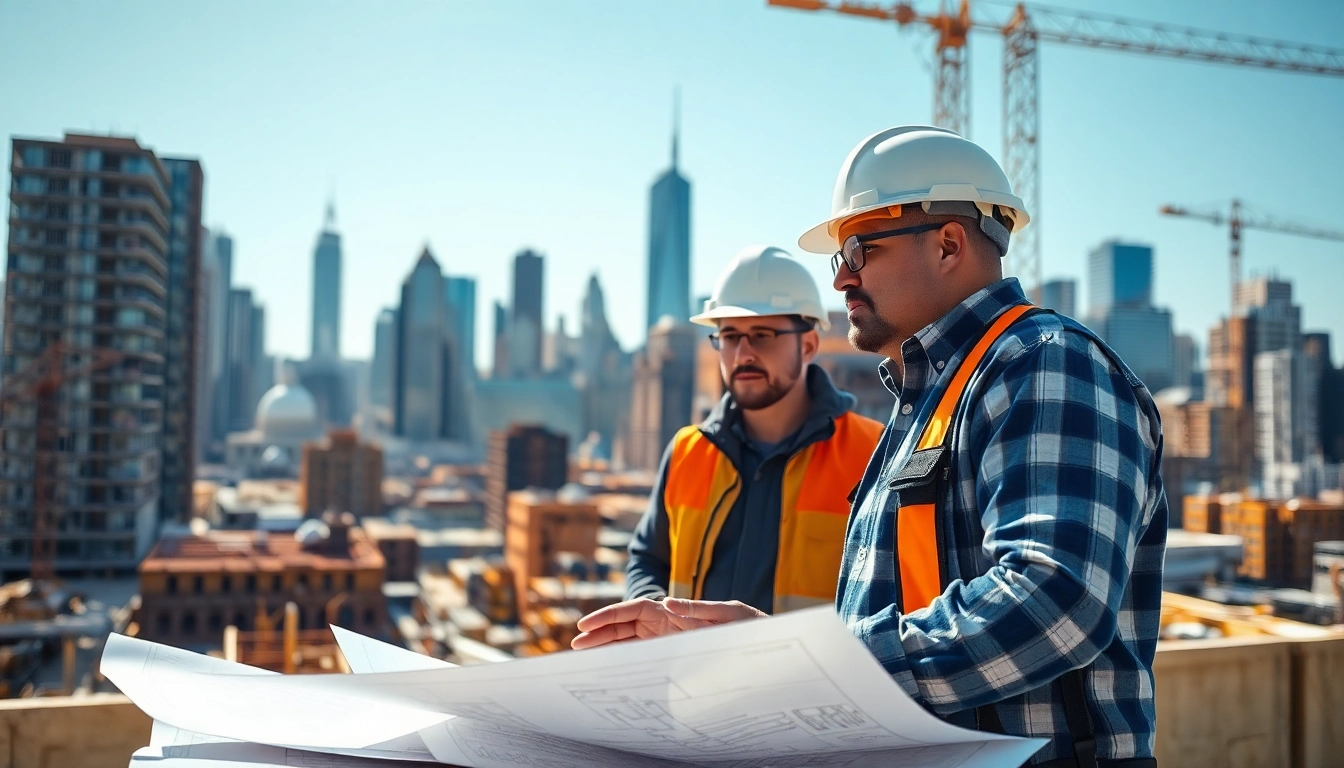 Engage with a New York General Contractor amidst urban construction, showcasing professionalism and collaboration.