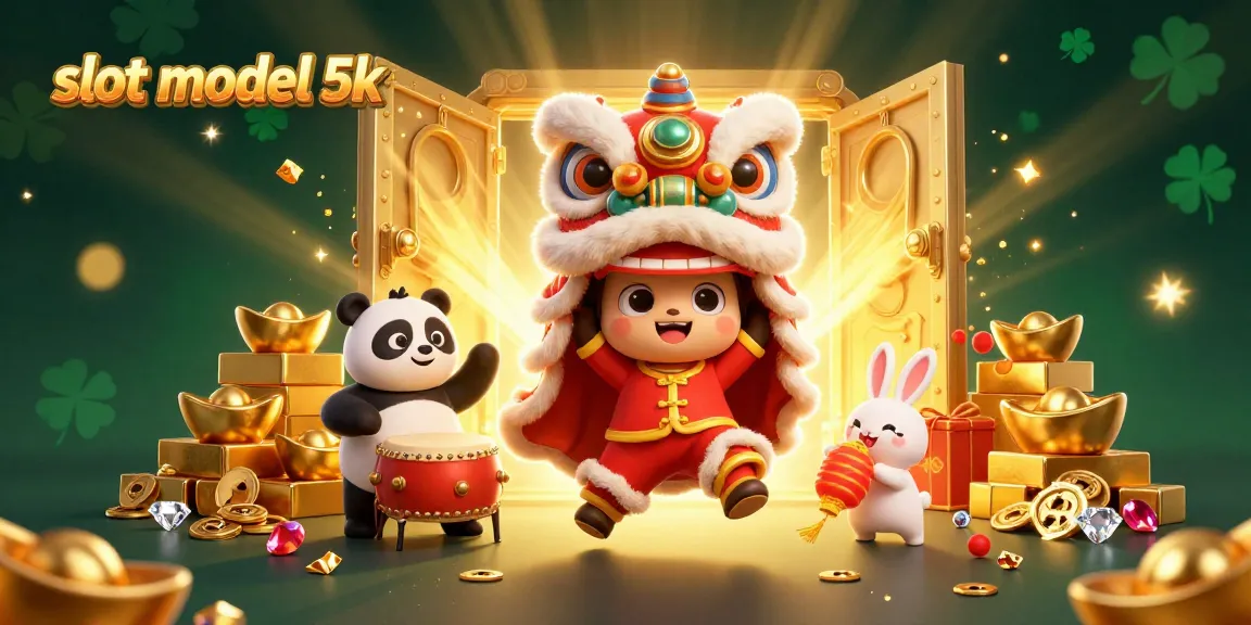Engage in thrilling gameplay with slot modal 5k, featuring an exciting casino scene filled with characters and gold treasures.
