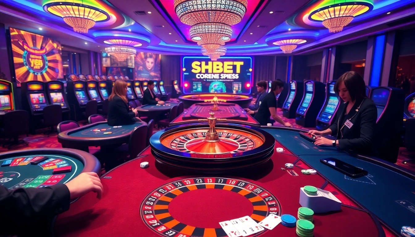 Enjoy the thrilling experience at SHBET with vibrant gaming setups and professional dealers.