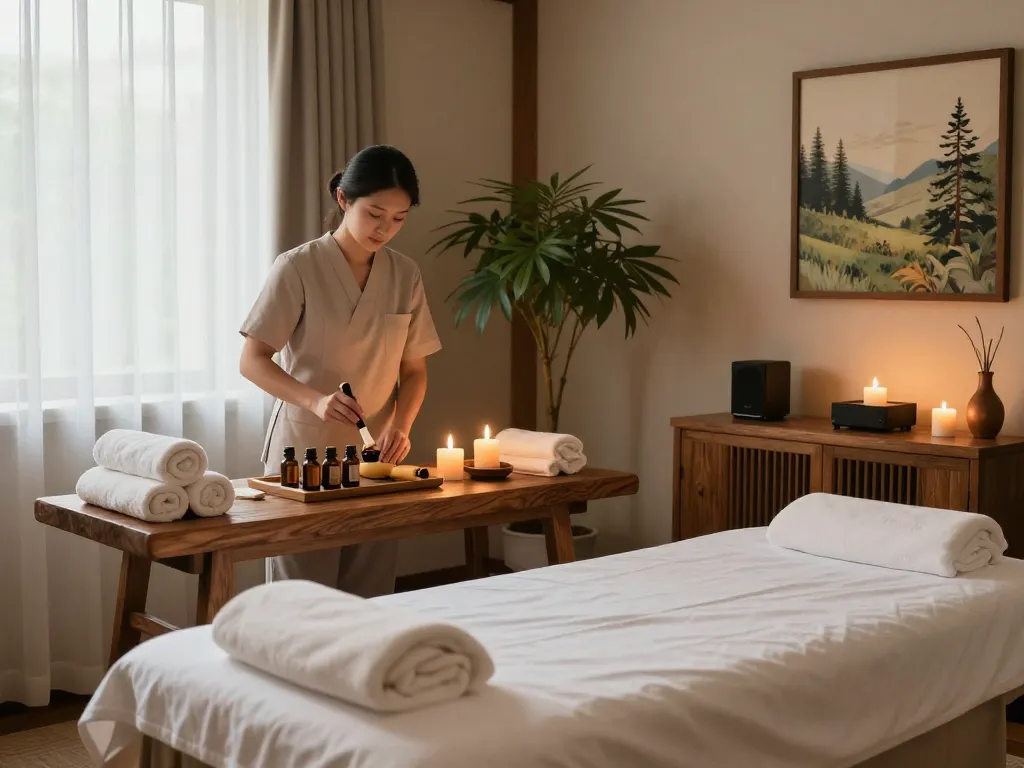 Relaxing spa experience at makangs.com/region/국내/서울-/마사지-스웨디시 featuring serene atmosphere with essential oils.