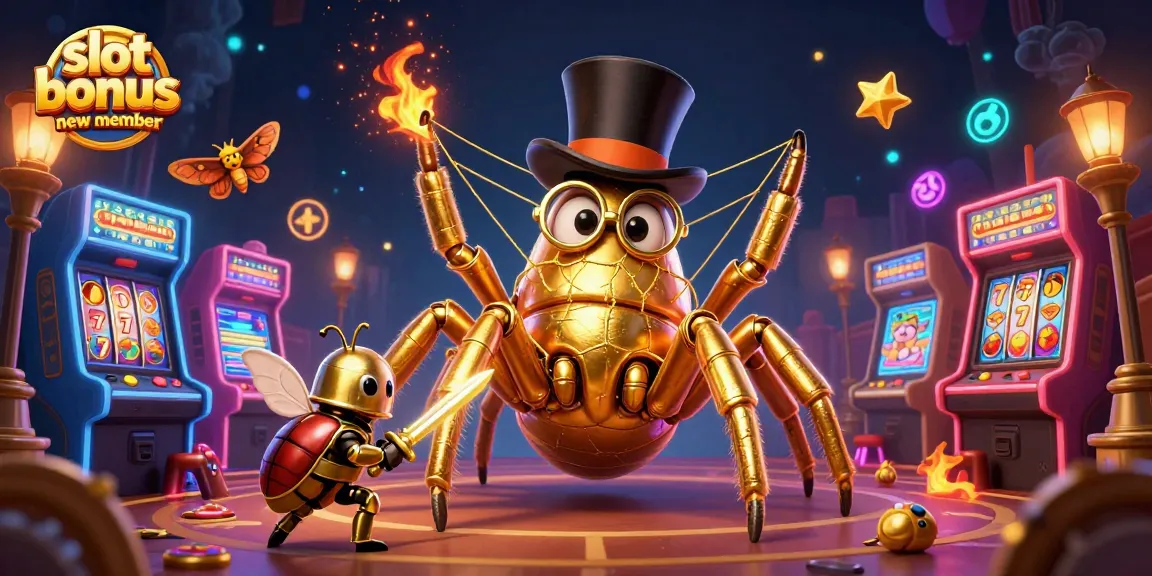 Spin the reels with the slot bonus new member for exciting new player rewards in this vibrant casino scene.