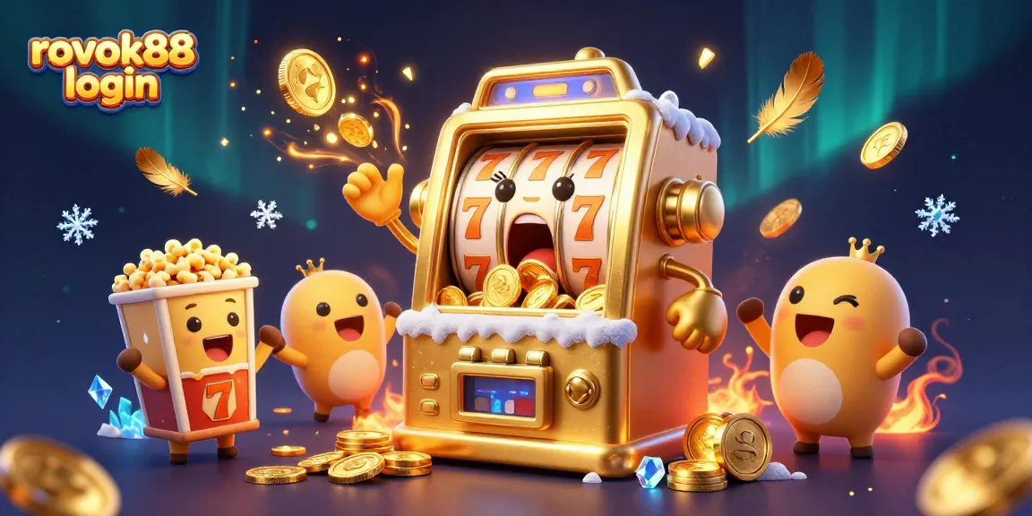 Win big with rokok88 login as golden slot machines celebrate a jackpot amidst a vibrant casino atmosphere.