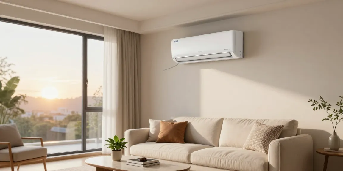 Cozy living room featuring a 24k BTU mini split air conditioning unit providing efficient cooling