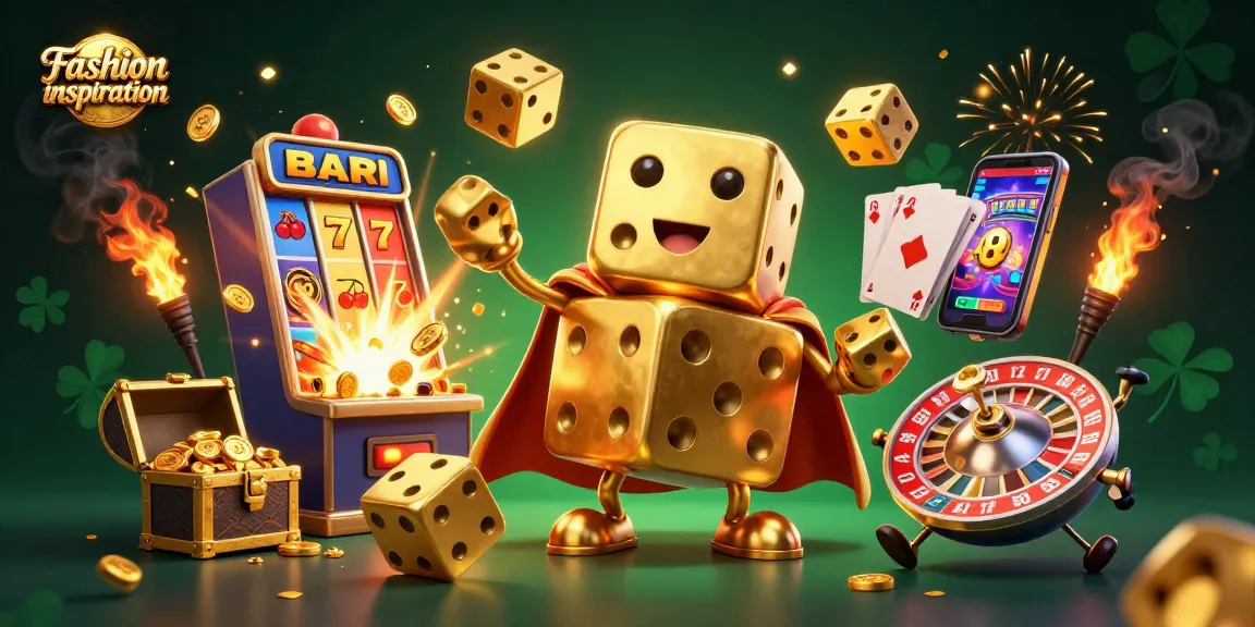Engage with gaming excitement under the theme of Fashion inspiration as golden dice and slot machines create a thrilling atmosphere.
