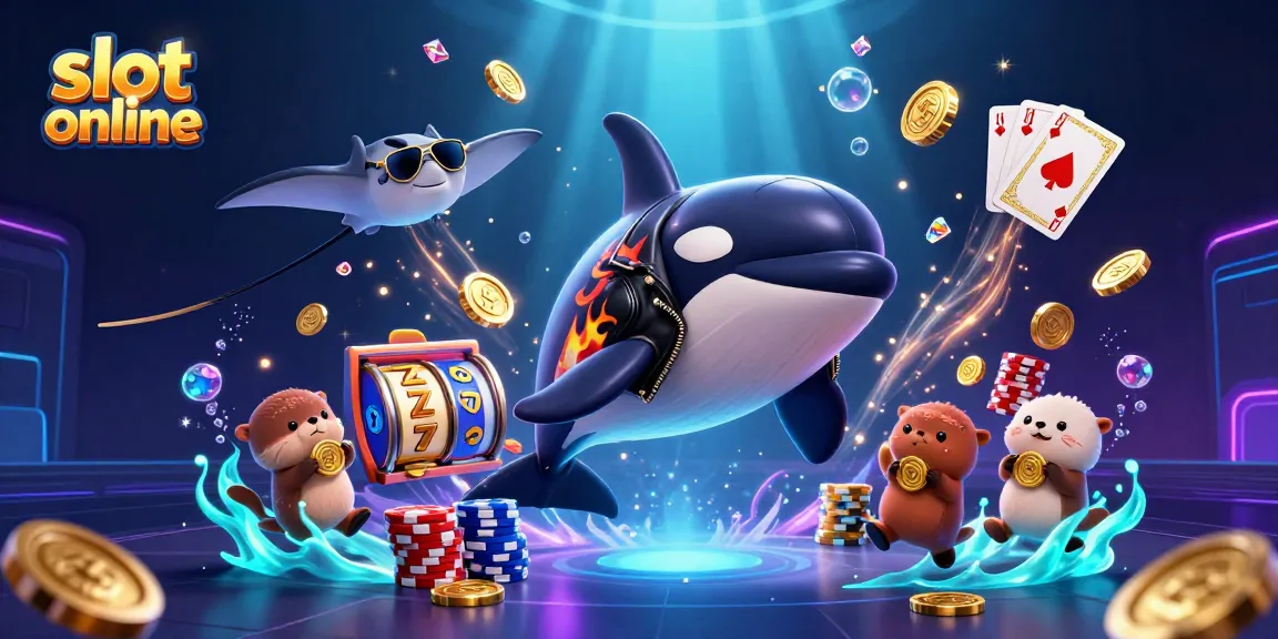 Engage with the thrilling world of slot online gaming amidst vibrant characters and dazzling casino elements.