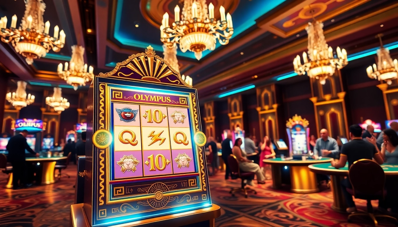 Engage with the Olympus slot's vibrant features in this immersive casino scene.