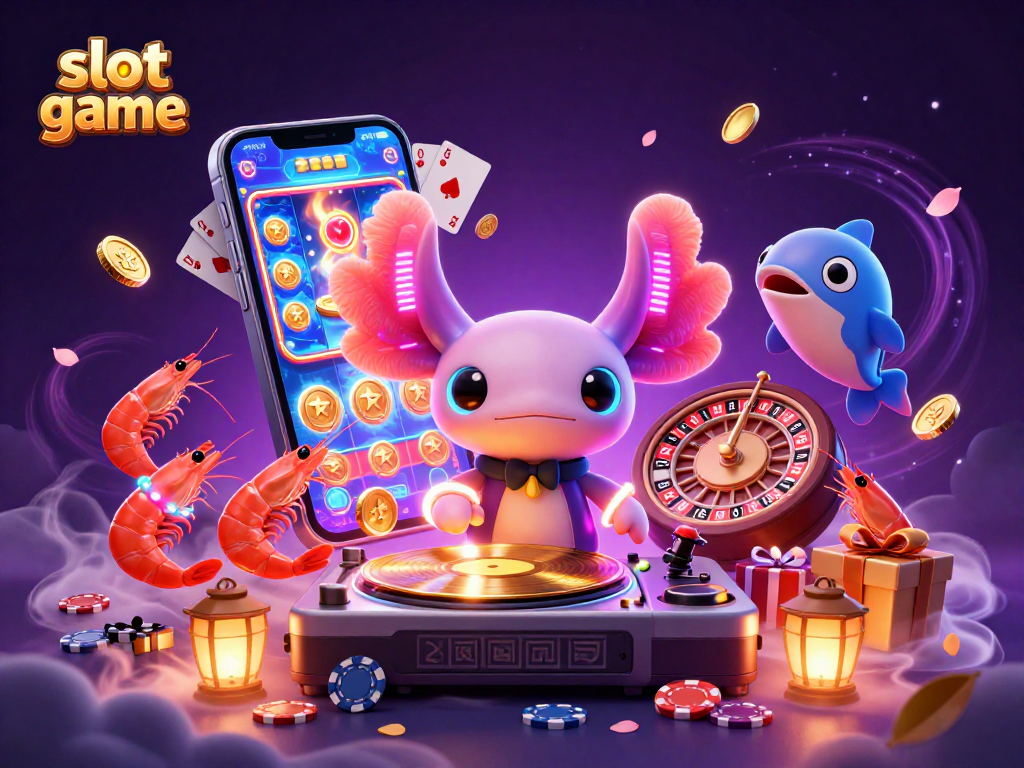 Engage in thrilling slot game action with vibrant characters and dynamic casino elements.