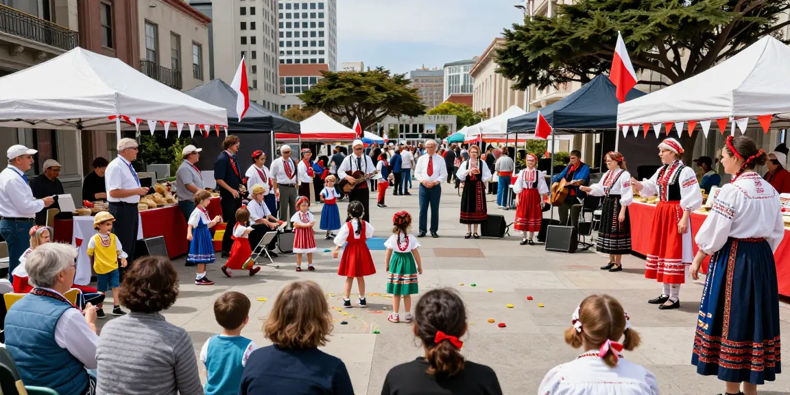Community gathering in San Francisco showcasing Polish culture at https://www.sfpol.com/ with food, music, and celebrations.