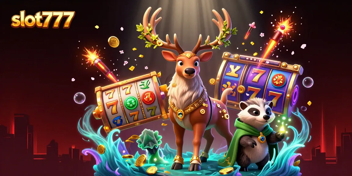 Immerse in the vibrant slot777 scene featuring a druid stag and lucky slot symbols.