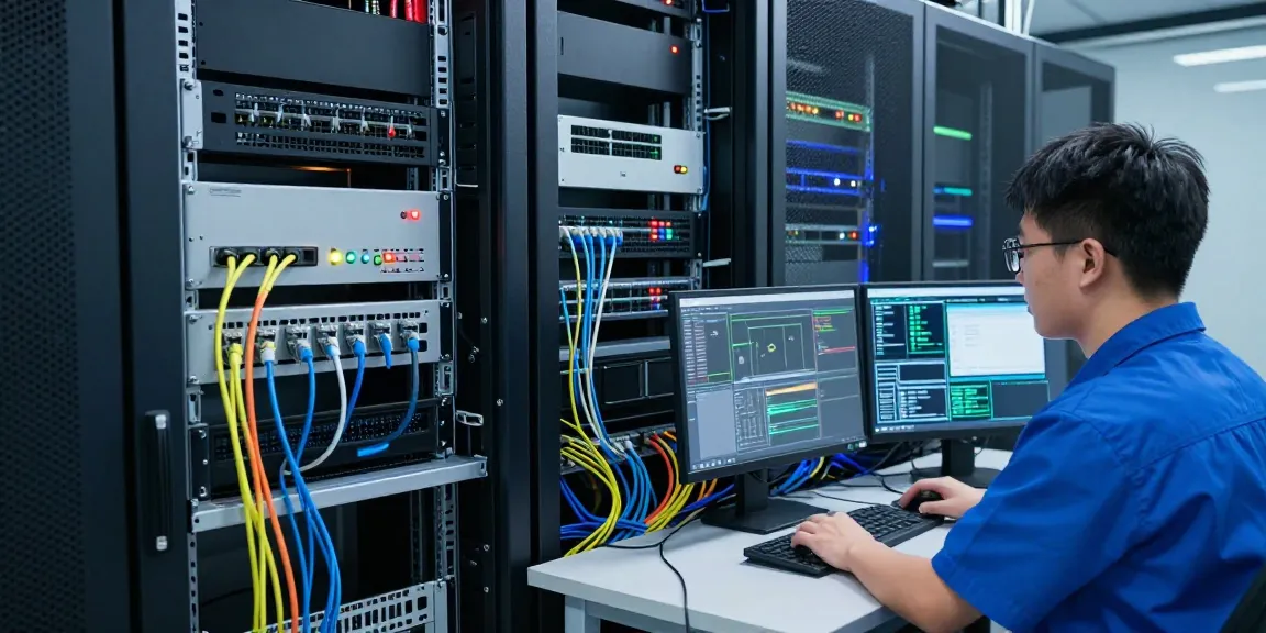 C19/C20 power connectors being expertly managed in a data center with organized cabling and monitoring equipment.