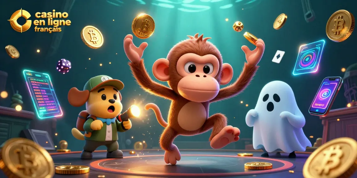 Jouer à des jeux passionnants sur un casino en ligne français avec un singe malicieux et un chiot chasseur de fantômes.