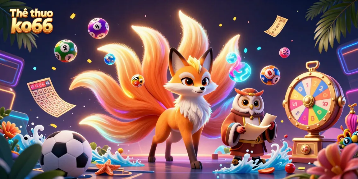 Engage in exciting sports betting with Thể thao ko66, depicted with vibrant spirit characters and captivating gameplay elements.