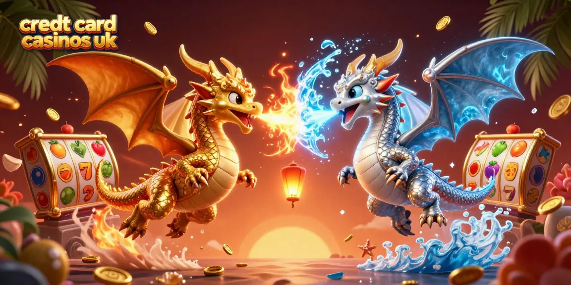 Engage with credt card casinos uk showcasing dynamic 3D visuals of dragons and slot elements.