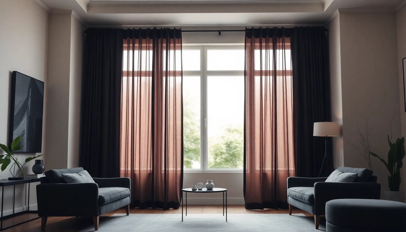 Verduisterende gordijnen in een stijlvolle woonkamer met een uitnodigende sfeer en dimlicht.