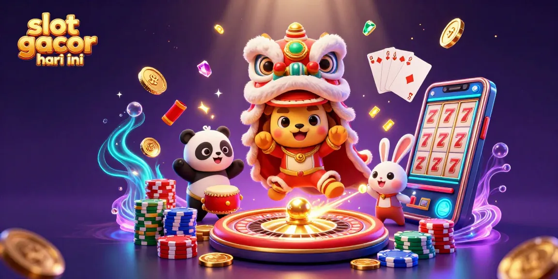 Experience thrilling gameplay with slot gacor hari ini in a vibrant casino scene filled with characters and gold.