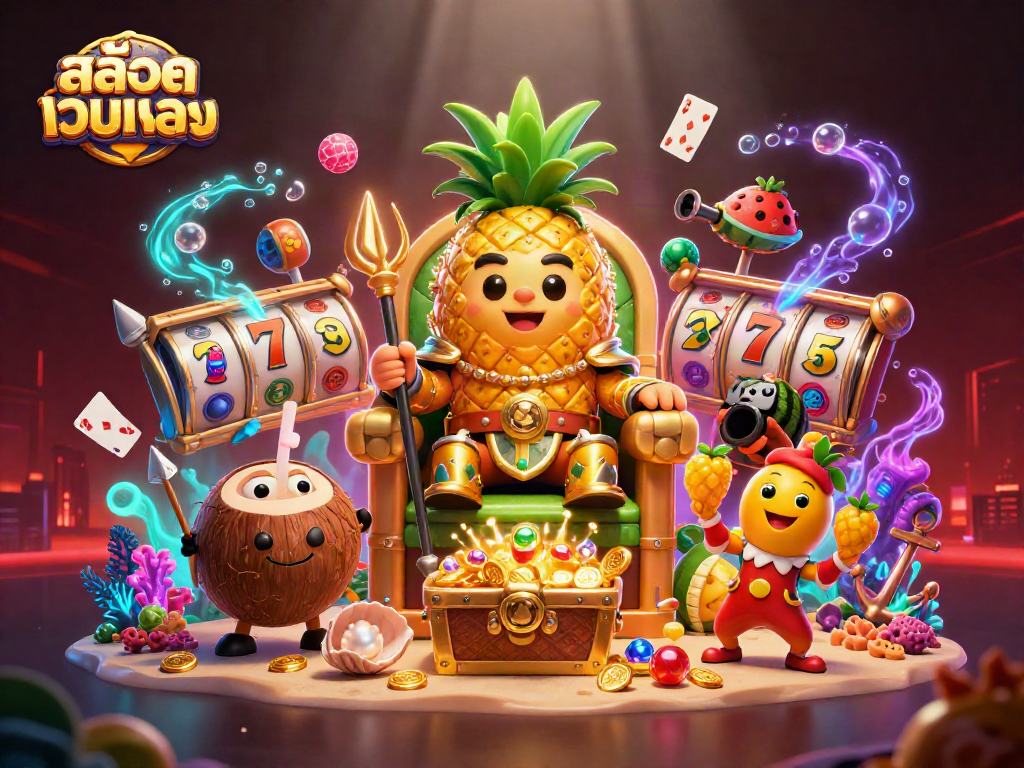 Engage in thrilling slots action with สล็อตเว็บตรง in this vibrant 3D casino illustration.
