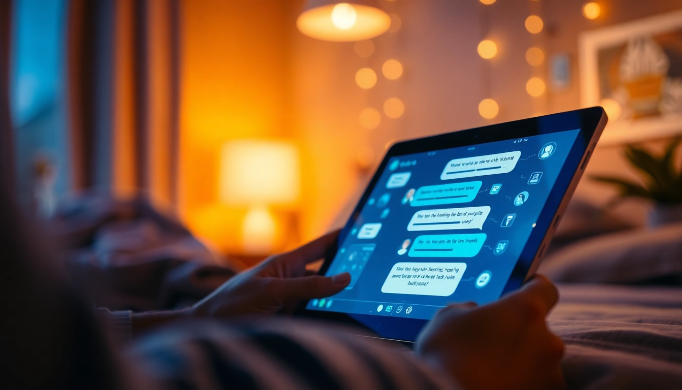 Interactive NSFW AI chatbot experience showcasing advanced digital interface with engaging chat bubbles.