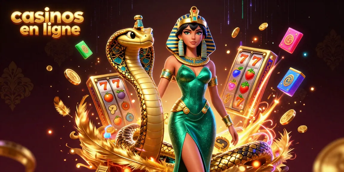 Découvrez des casinos en ligne passionnants avec des éléments vibrants et une scène époustouflante d'une belle femme.