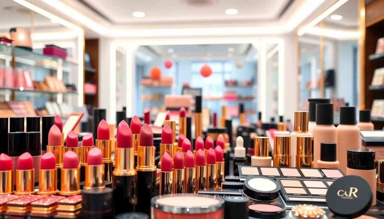 Explore makeup wholesale options with vibrant displays of cosmetics and beauty products.