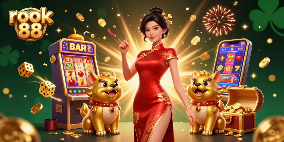 Spin the reels at rokok 88, with a stunning 3D illustration of vibrant casino excitement.