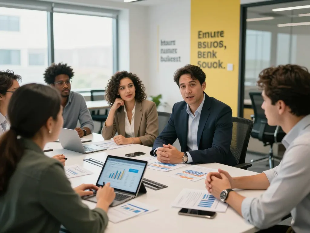 Business professionals discussing strategies to browse around this site for effective financial solutions.