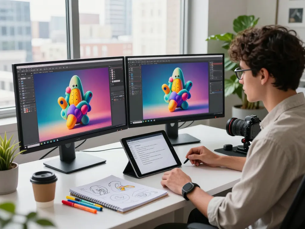 Creative professional using nano banana 2 AI image editor in a vibrant digital art workspace, showcasing advanced image generation.