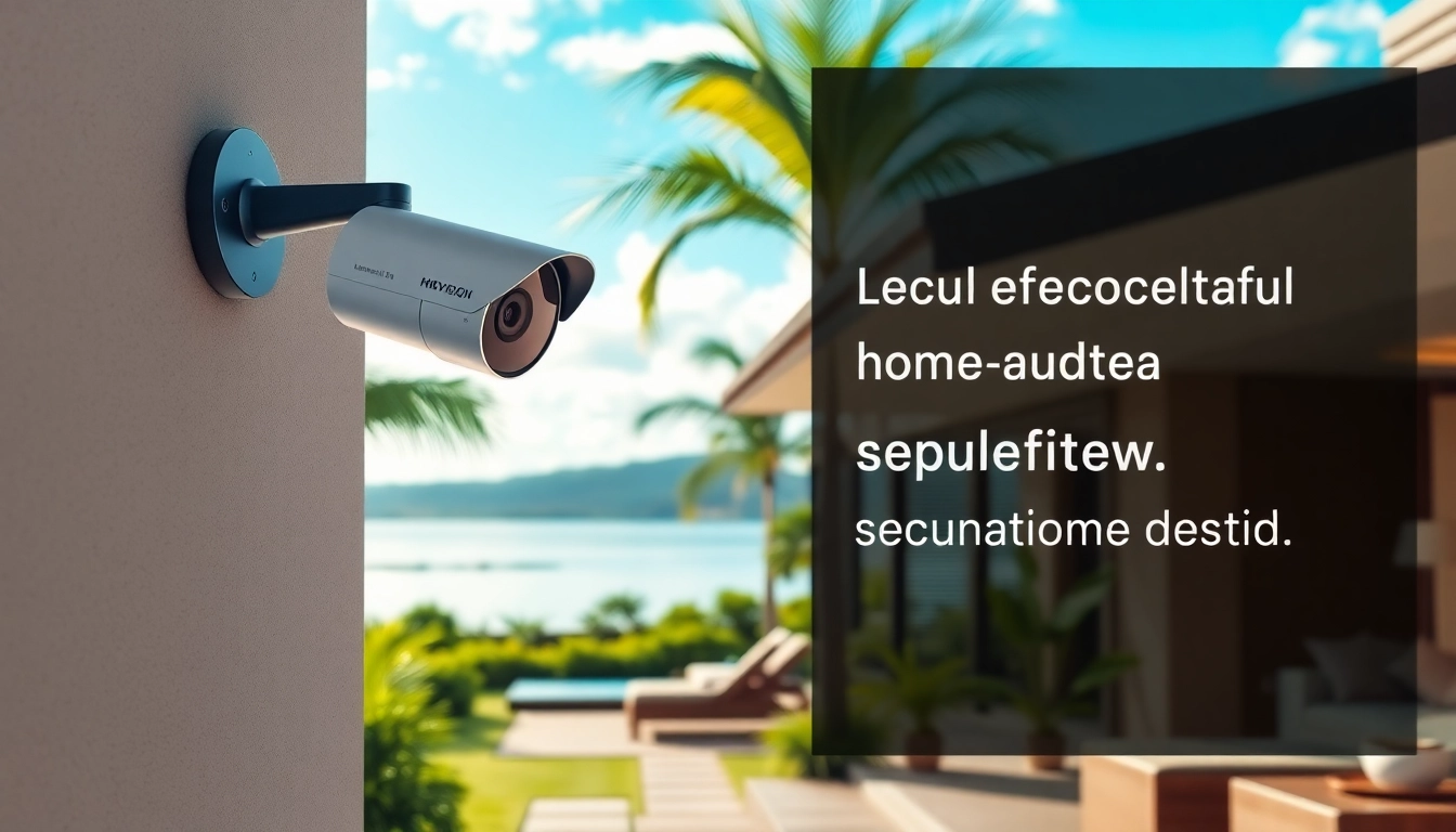Cámaras Hikvision de alta tecnología instaladas en una casa moderna en Guanacaste, mostrando seguridad avanzada.