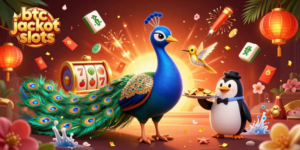 Spin the reels of btc jackpot slots with vibrant characters and golden rewards in this dynamic illustration.