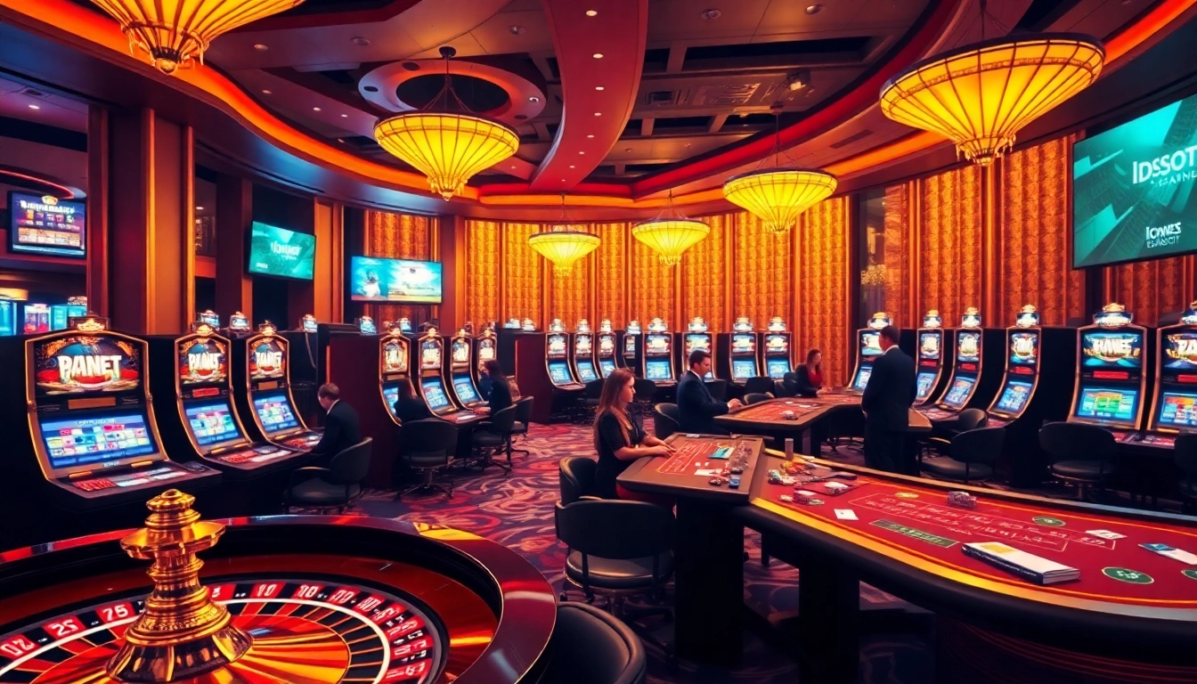 Engaging players enjoying idnslot games at a luxurious casino.