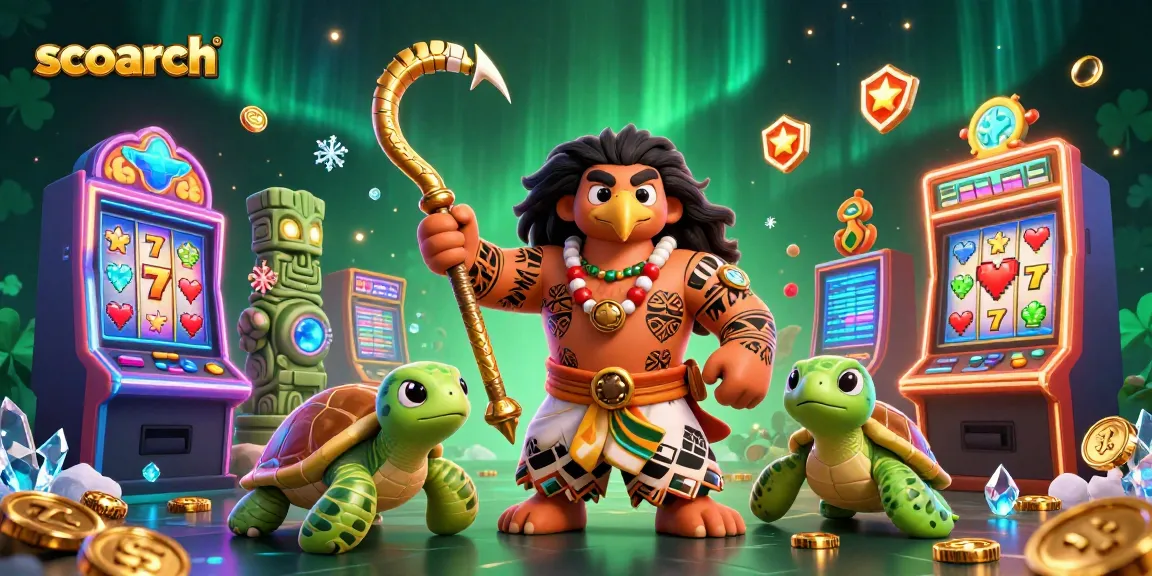 Experience thrilling action with scoarch in this vibrant 3D casino scene featuring engaging slots and colorful characters.