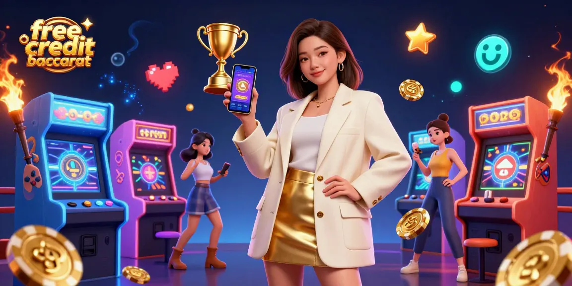 Bet smart with free credit baccarat in an engaging 3D digital casino scene, emphasizing strategy and excitement.