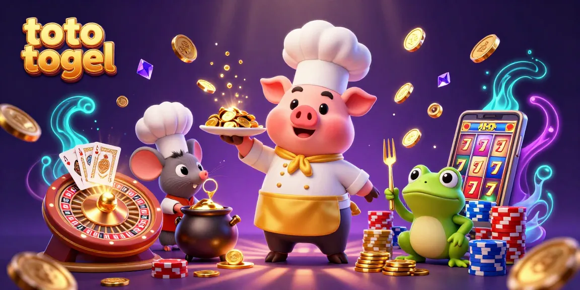 Putar dan menangkan di toto togel dengan adegan kasino berwarna-warni kami yang menampilkan babi koki, tikus sous-chef, dan kritikus katak.