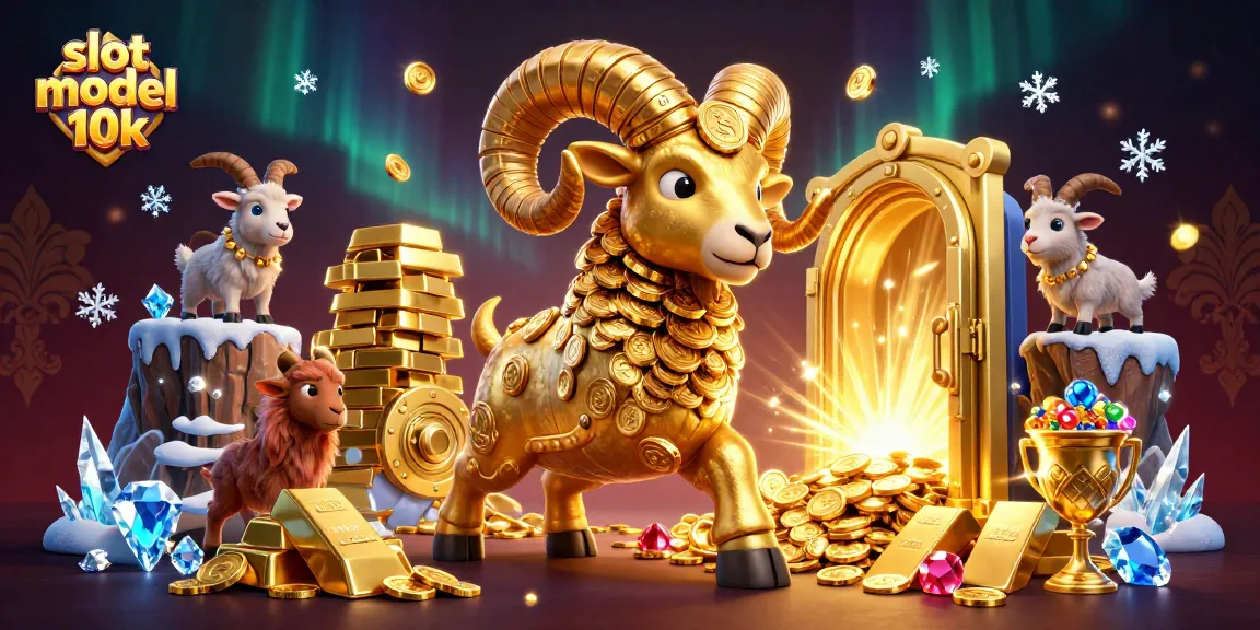 Experience slot modal 10k with massive golden ram charging through a treasure vault in 3D.