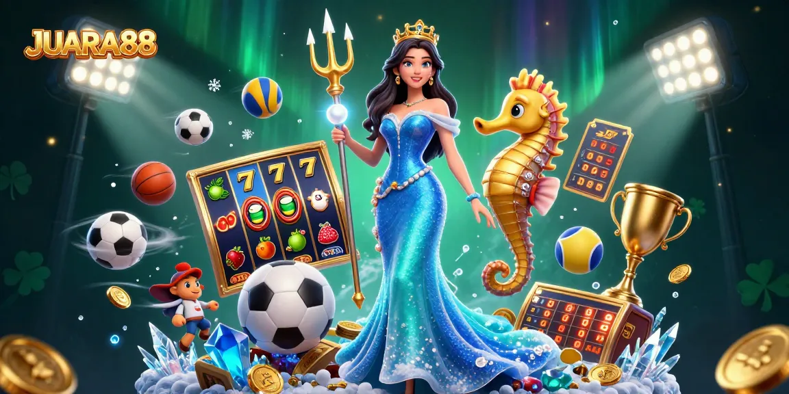 Engage with JUARA88 at an exhilarating casino scene featuring vibrant characters, treasure, and dynamic game elements.