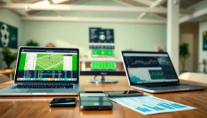 Reviewing the best sportsbooks in Brazil on digital devices with vibrant sports analytics.