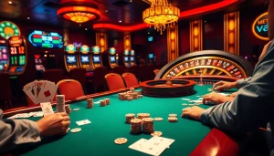 Experience the excitement of gambling at Marvelbet.site with an engaging poker table scene featuring vibrant chips and cards.