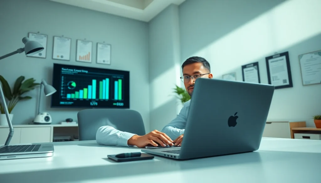 Online career techniques in a modern learning environment with a professional engaged in virtual training.