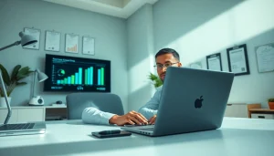 Online career techniques in a modern learning environment with a professional engaged in virtual training.