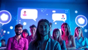 Engaging visual of a sex chat interface showcasing diverse avatars in a vibrant digital environment.
