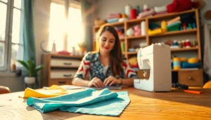 Stoffen voor naaien beginners Nederland op een werkbank om te naaien.